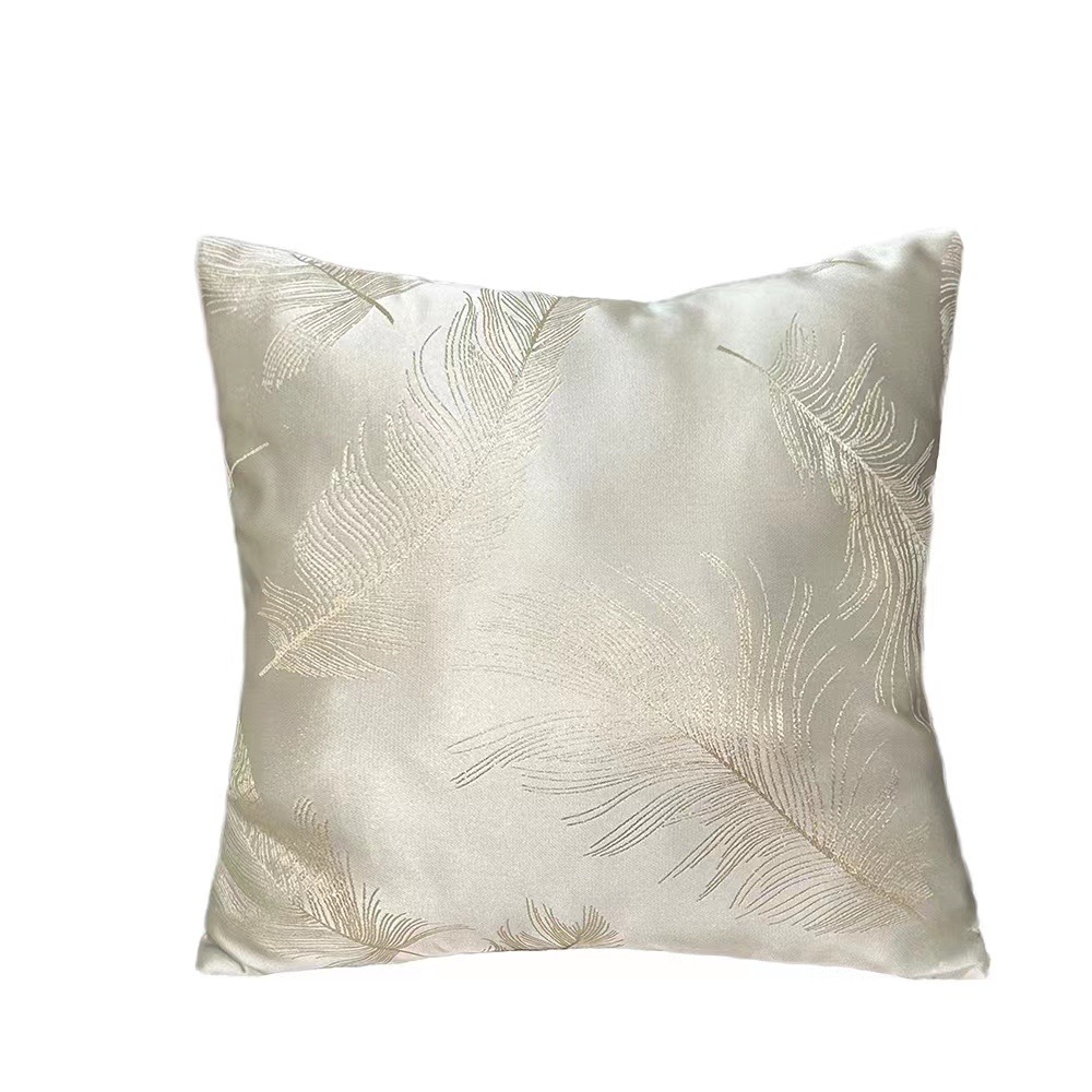 Light Luxury Feather Pattern Pillow Living Room Sofa Cushion Cover Lumbar Cushion Cover High Precision Jacquard New Chinese Pillow