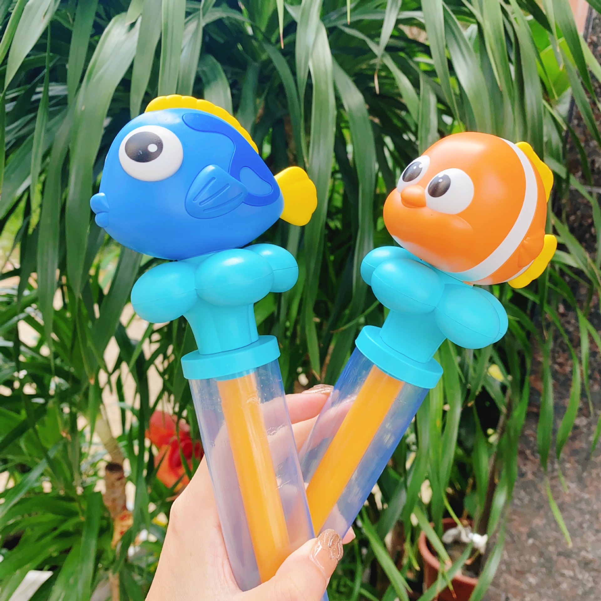 跨境新款卡通海洋动物小水泡水枪鲨鱼沙滩洗澡戏水玩水玩具儿童