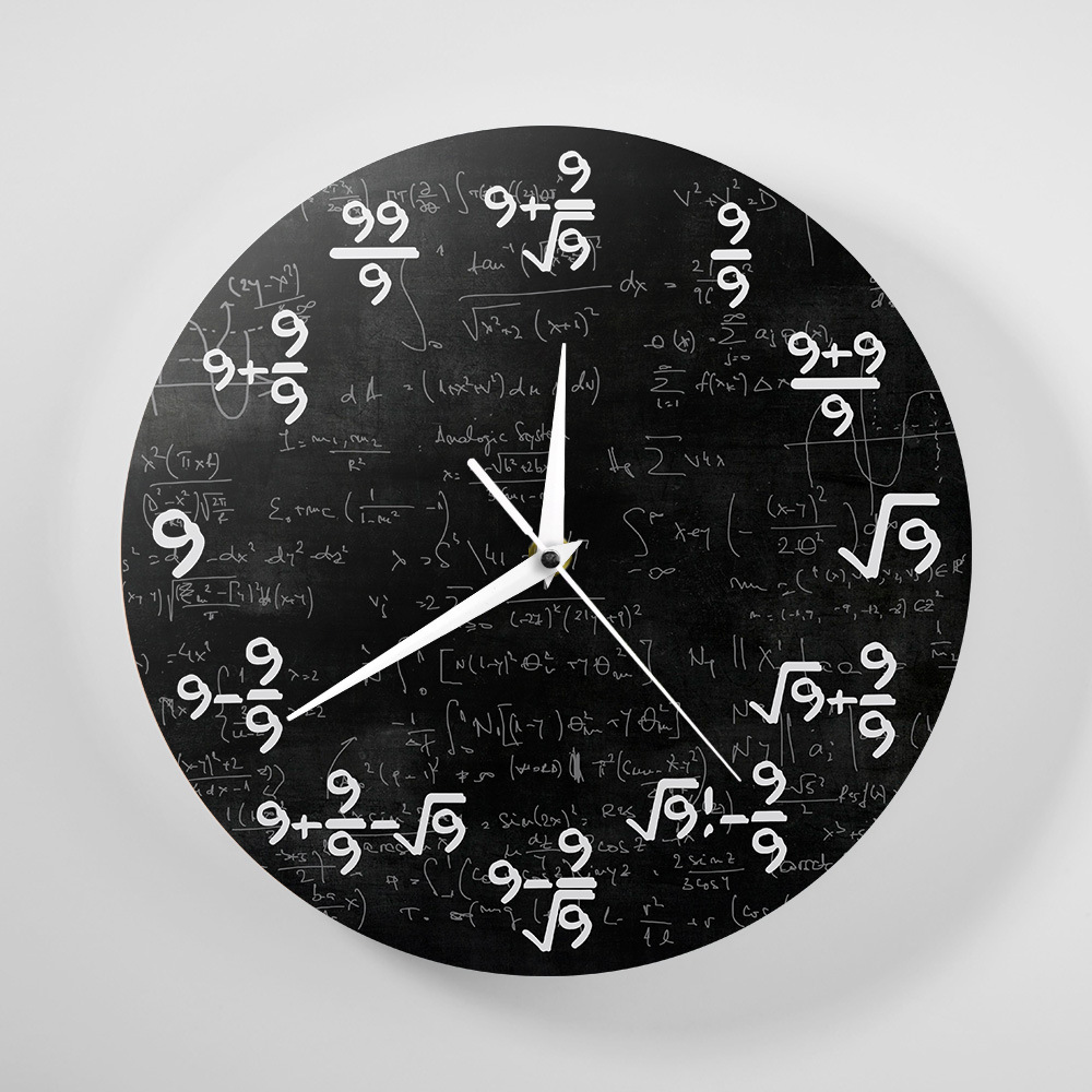 数学方程式主题时钟 数字9公式复古壁钟亚克力居家装饰墙钟跨境