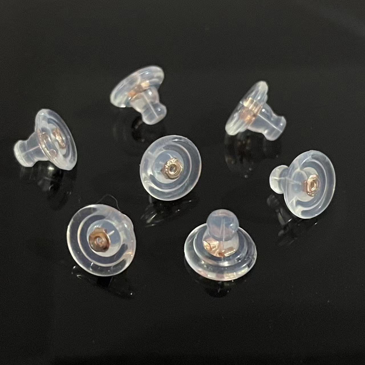 硅胶耳堵防过敏透明包胶飞碟g18k环保耳塞diy耳饰配件耳帽批发