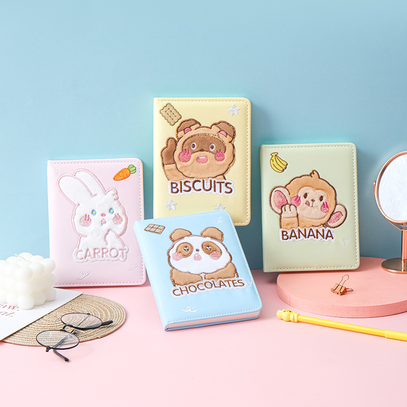 Student Leather Embroidery Journal Book Creative Cute Notepad Children's Gift Prizes Notebook Class Exercise Book