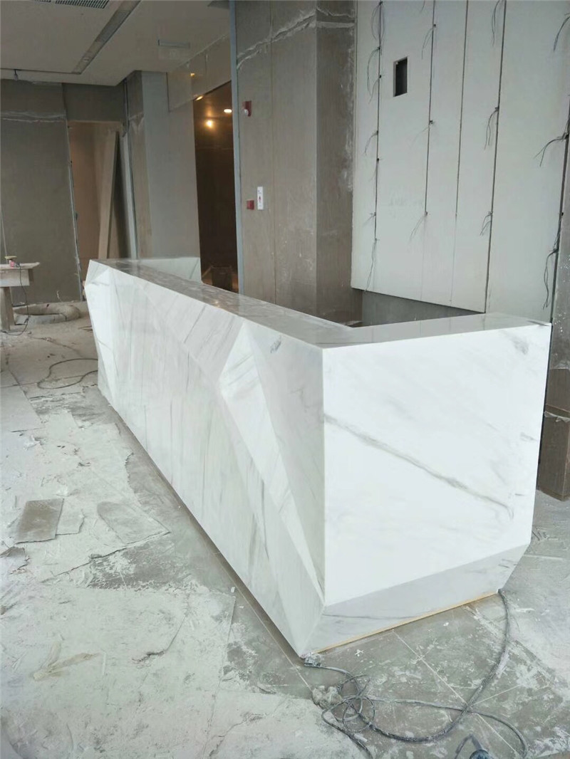 东莞宇西人造石厂家-亚克力人造石服务台/花纹色人造石异形前台