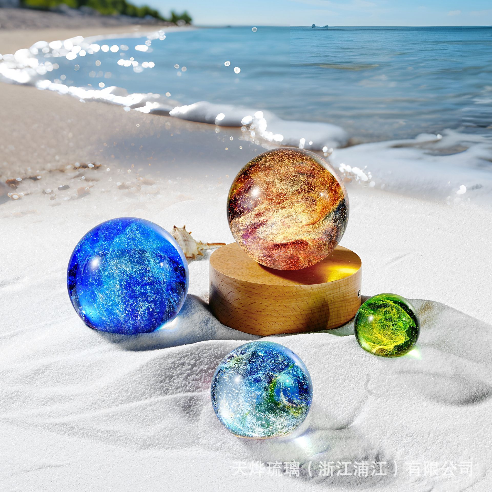 七彩琉璃水晶球 玻璃摆件 生日礼物 客厅门关玄关风水球厂家批发