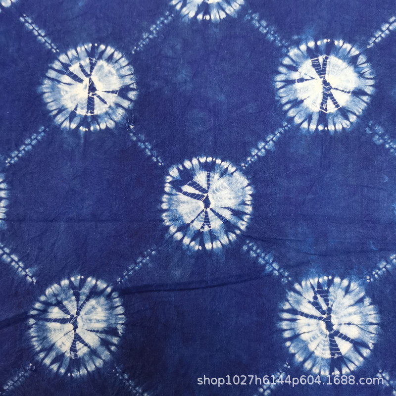 云兮蓝染 纯棉手工扎染布料大理白族扎染面料桌布桌旗装饰扎染布