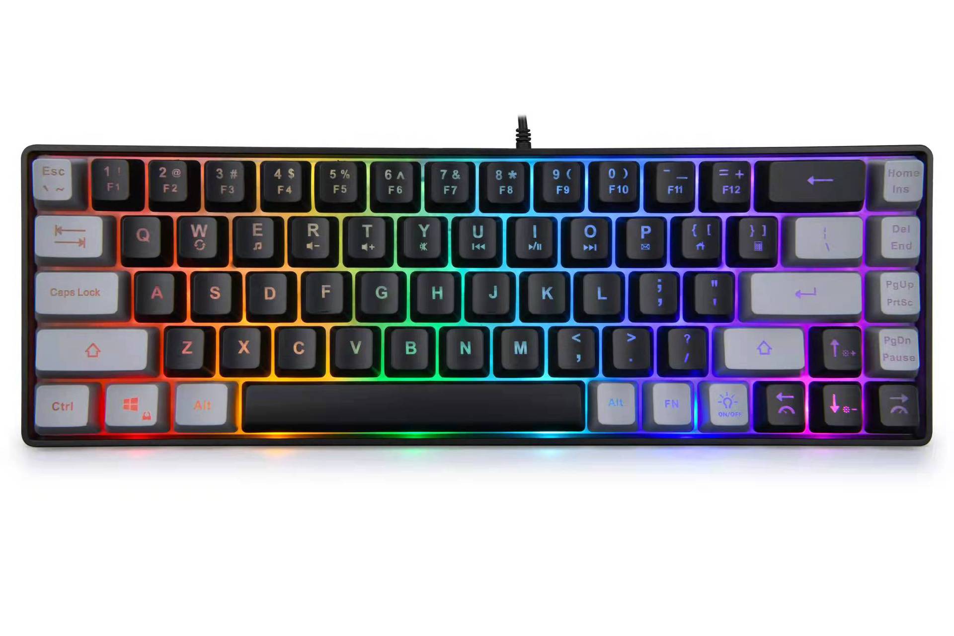 工厂供应68键游戏键盘外贸爆款键盘可做69键无线充电键盘定制logo