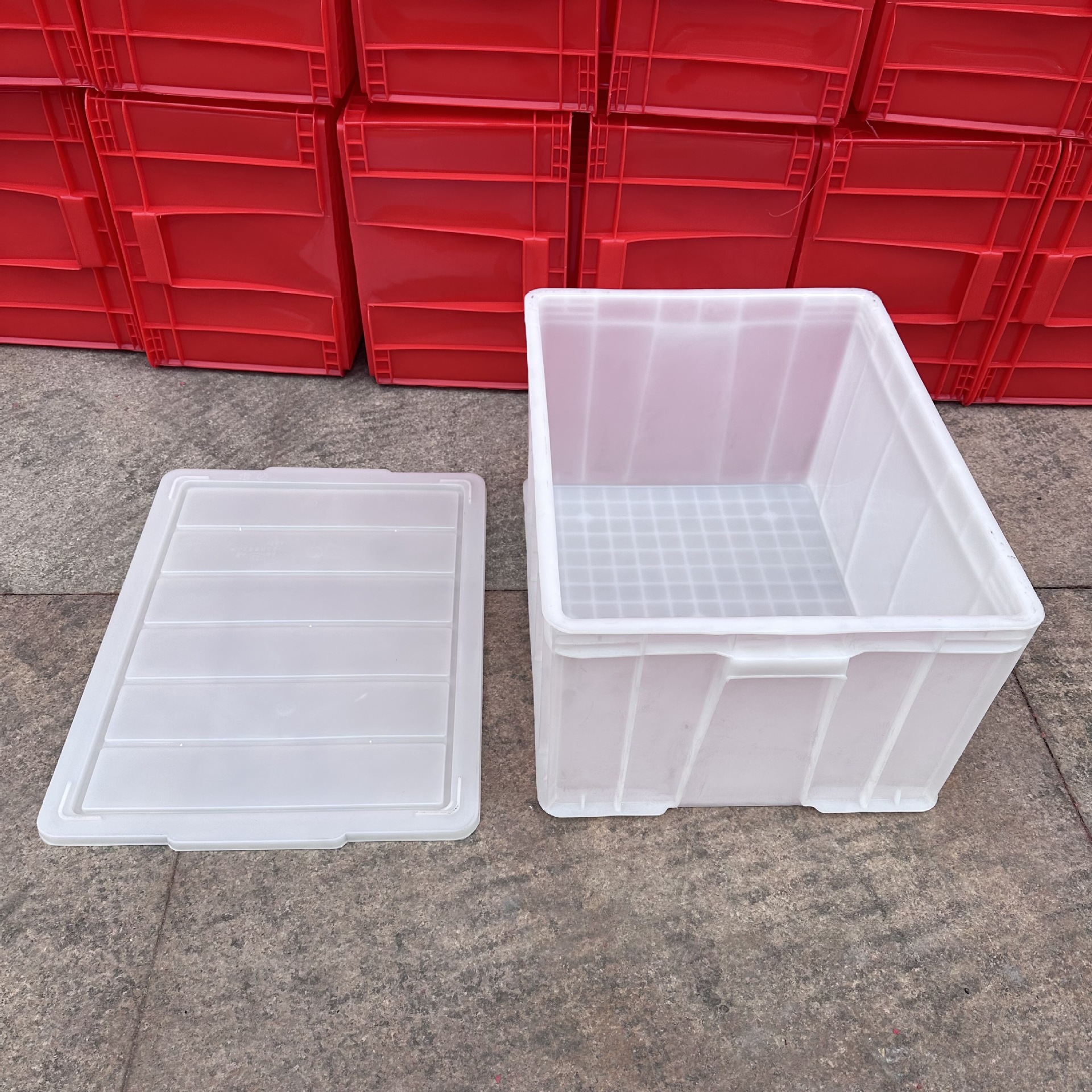 白色食品周转箱白色带盖物料箱加厚塑胶盒白色冷冻箱水产周转筐