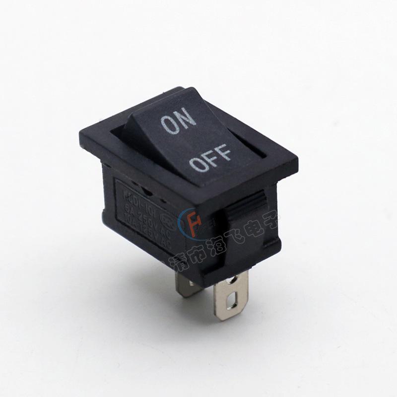 需购2021秋丝印白色io字体小家电翘板开关2115两档四脚黑色铜船形开关