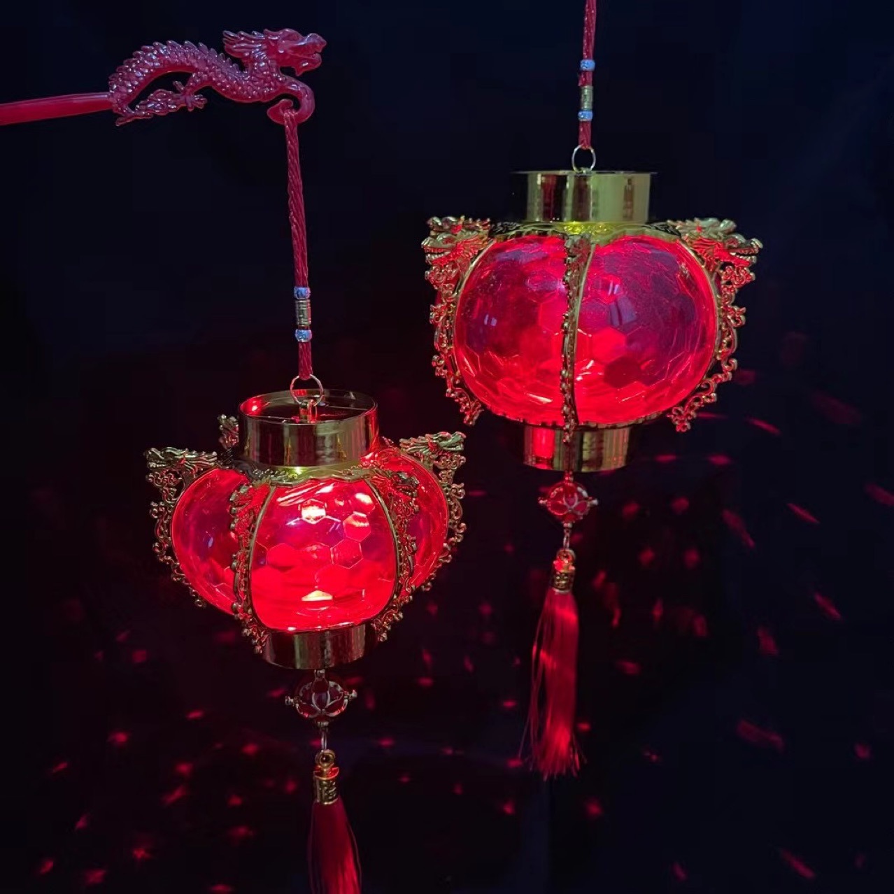2024新款龙年灯笼大号水晶灯笼龙手提发光灯笼新年喜庆手柄灯笼
