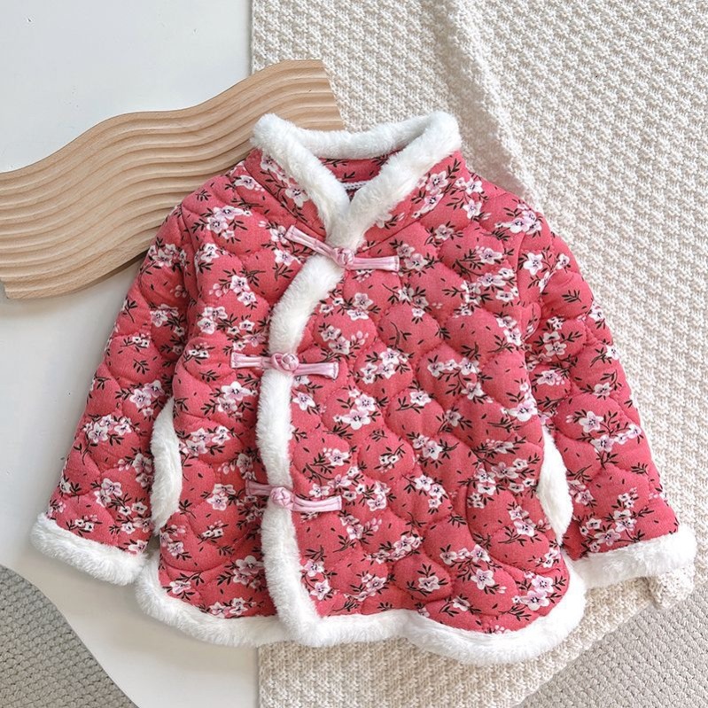 小女孩花棉袄女童冬季新款东北儿童宝宝大花袄国风碎花棉衣服加厚