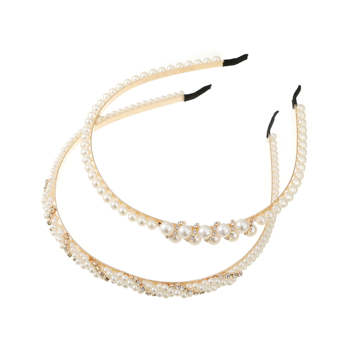 新款编织珍珠合金发箍女士网红头箍夏天简约气质外出压发发卡头饰