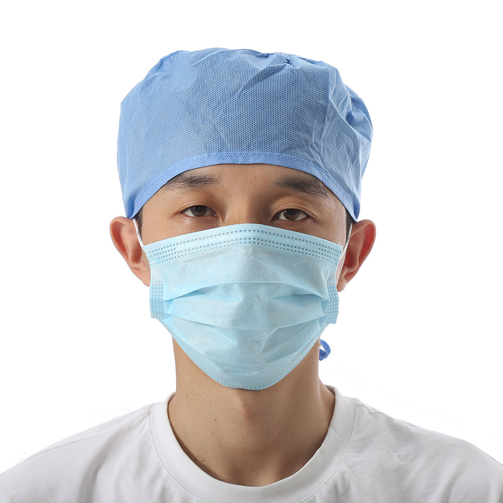 一次性通用无纺布圆帽 通用防尘可调节系绳手术帽加厚隔离帽批发
