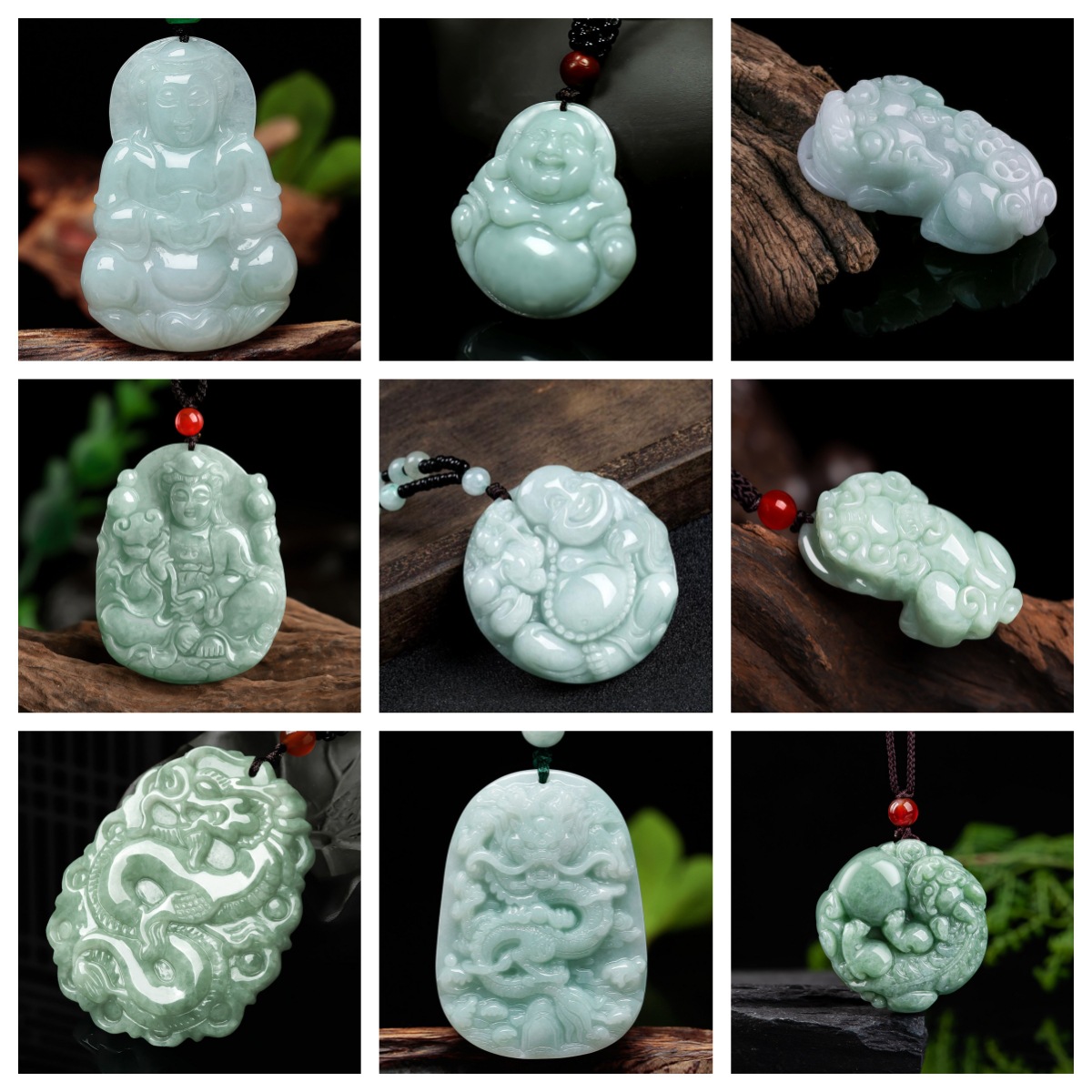 天然翡翠A货貔貅吊坠缅甸豆色观音佛龙牌玉坠款式一件代发玉器