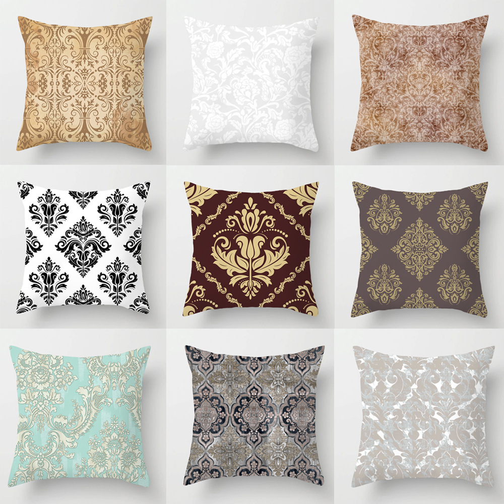 华丽复古欧式花纹腰枕毛绒沙发靠垫办公室沙发靠枕汽车靠垫抱枕套