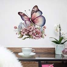跨境彩色蝴蝶花朵墙贴卧室床头墙壁装饰贴纸冰箱木门衣柜装饰贴画