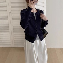 韩系假两件长袖针织衫女装秋冬新款设计感小众毛衣修身辣妹上衣女