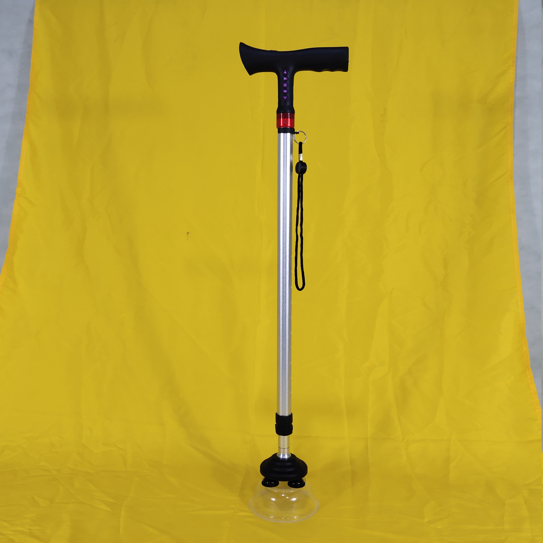 收音机mp3手杖电子跌倒自动报警拐杖音乐老人四脚拐棍伸缩助步器