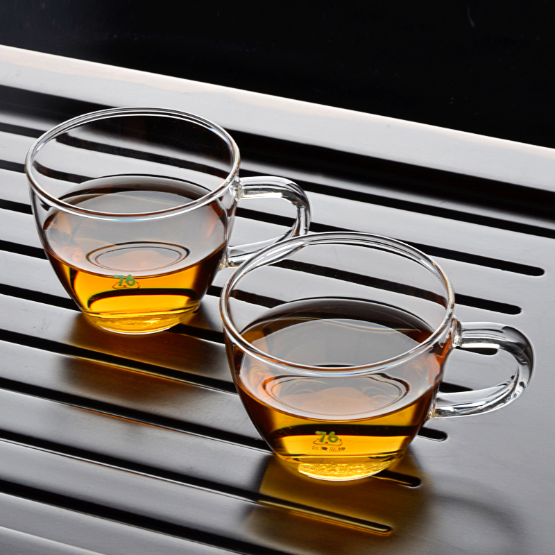 n1cg台湾76 高硼硅玻璃茶杯小杯子 透明功夫茶具迷你耐热带把小号-阿