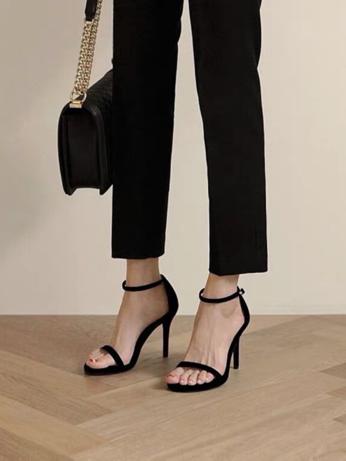 一字带凉鞋女2024年夏季新款百搭高跟鞋女细跟网红明星同款单鞋女