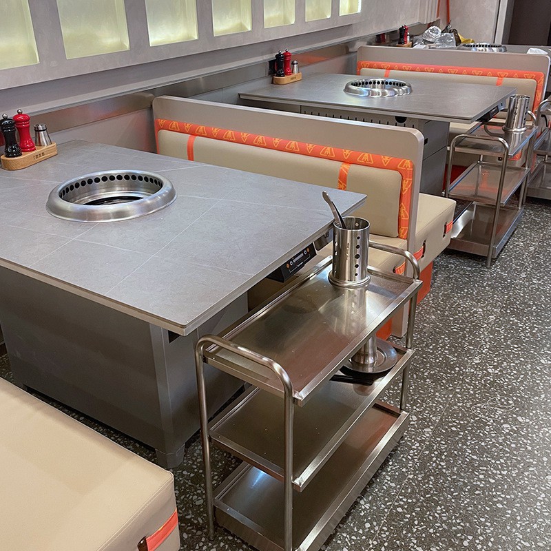 餐桌自助烧烤桌烧烤椅火锅烧烤一体桌相似火锅烤鱼餐厅卡座沙发餐桌椅