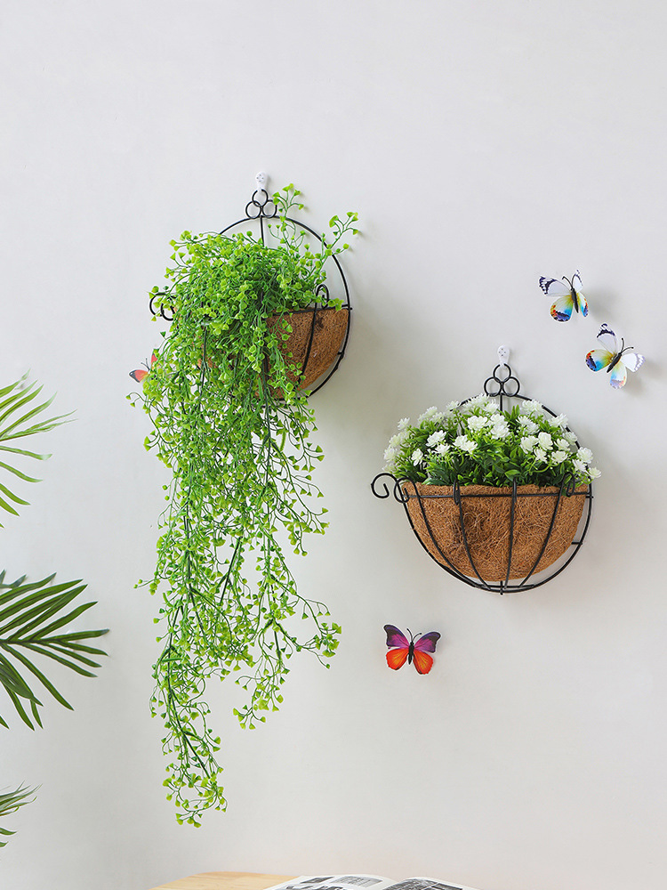 墙上创意墙壁挂件挂墙花篮植物假花盆卧室餐厅房间店铺墙面装饰品