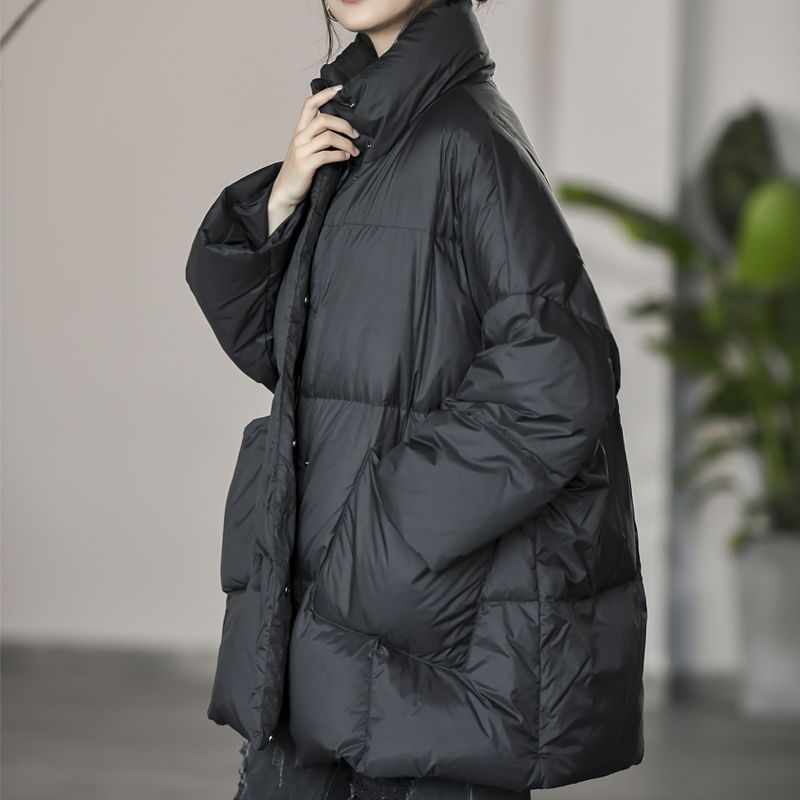 白鸭绒90绒轻薄羽绒服女中长款轻便时尚复古文艺宽松冬季外套保暖