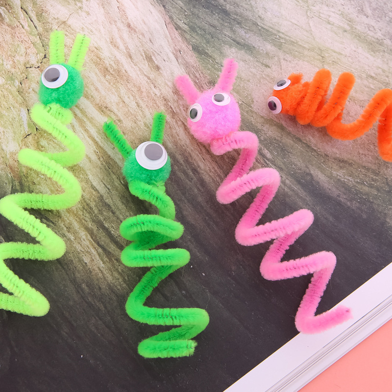 扭扭棒毛根条彩色毛条diy手工材料制作幼儿园儿童绒花绒条绒铁丝