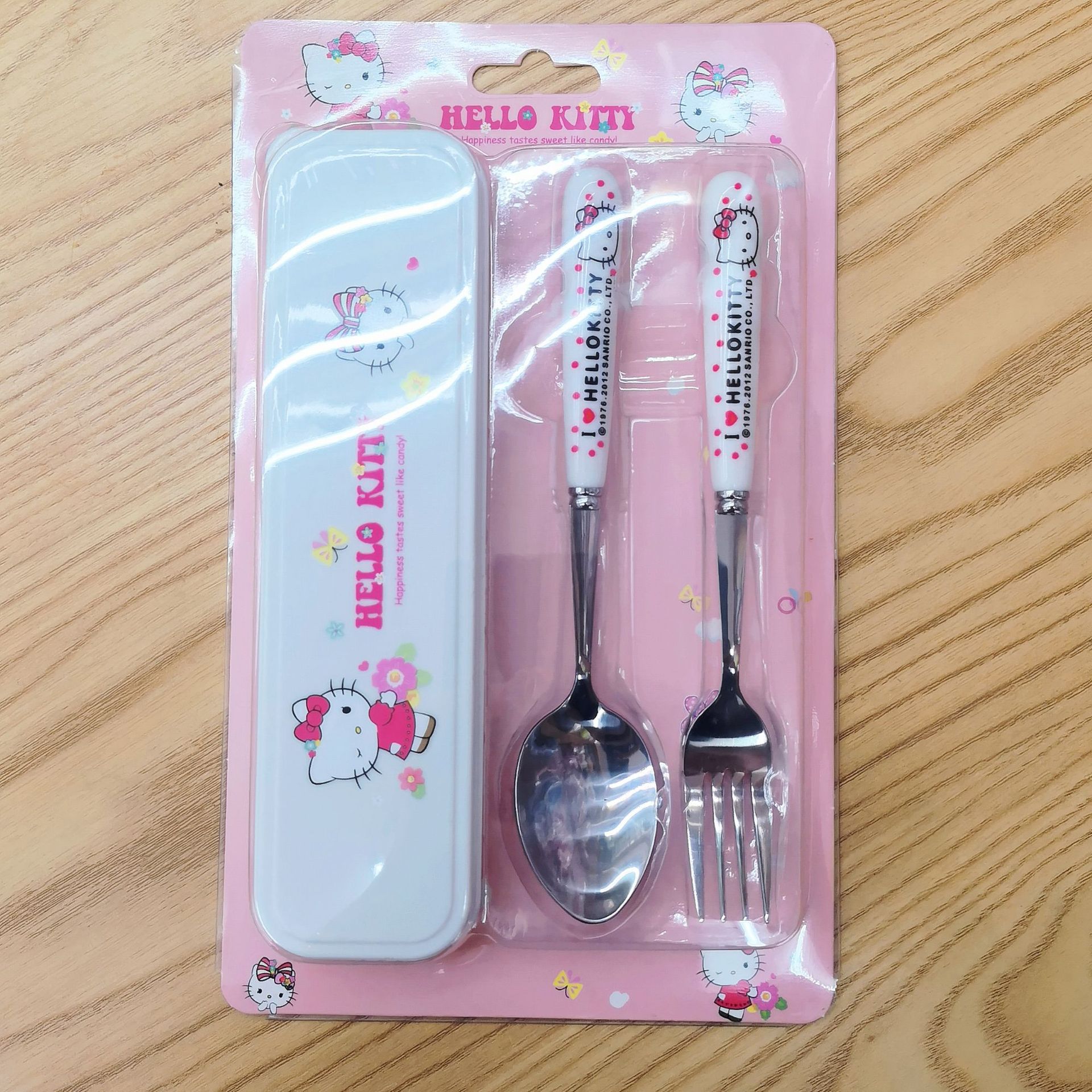 Cute Cartoon Student Portable Children's Tableware Two-Piece Stainless Steel Fork Spoon Sanrio Tableware Box Set