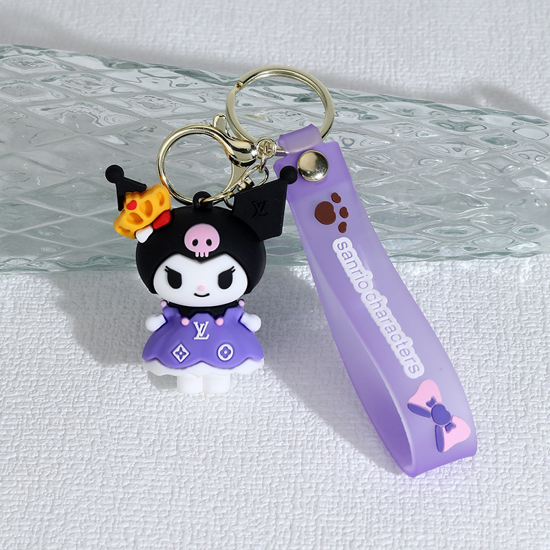 New Sanrio Dress Clow M Silicone Doll Keychain Pendant Couple Bags Car Key Chain Hanging Ornaments