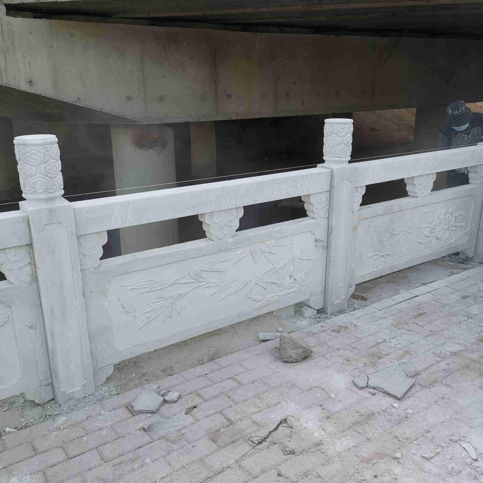 汉白玉石雕栏板古建筑河道景区护栏学校升旗台花岗岩芝麻白桥栏杆