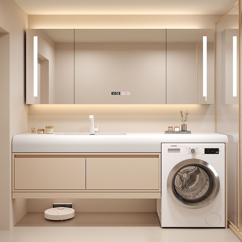 洗衣机一体柜阳台岩板洗漱台可丽耐浴室柜组合卫生间洗脸盆洗手台