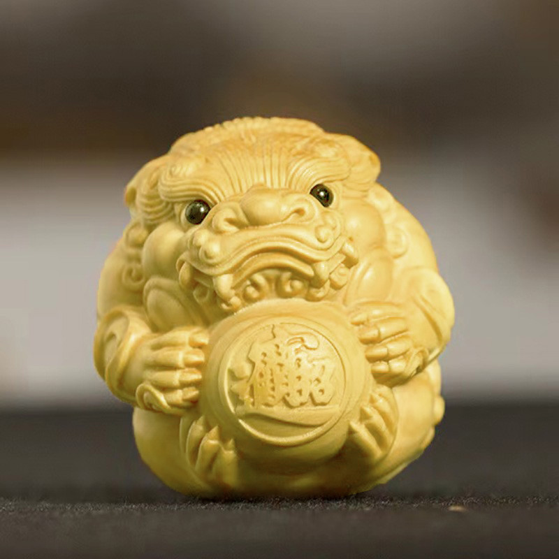 黄杨木雕招财进宝手把件貔貅抱球男士文玩把玩件转运旺财皮丘吊坠