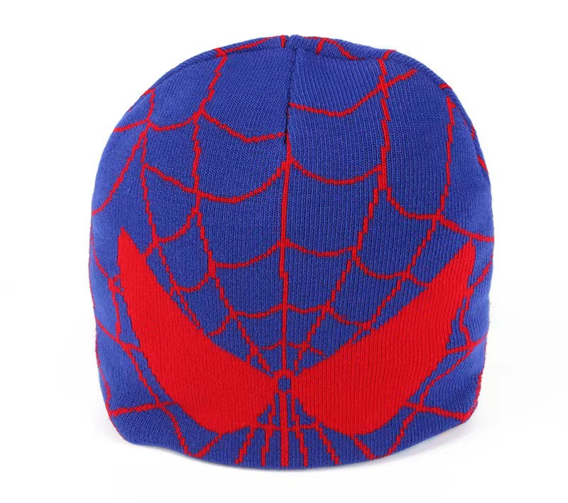 Best Seller in Europe and America Spider-Man Mesh Knitted Hat Man and Woman Cartoon Beanie Hat Warm Hat Winter Foreign Trade Pullover Hat