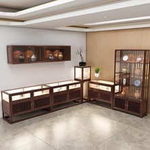 新中式实木珠宝展示柜玉器首饰玻璃展柜精品货架陈列柜中岛台壁柜