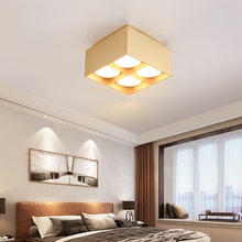 北欧卧室灯简约现代创意个性极简方形四头LED明装书房餐厅吸顶灯