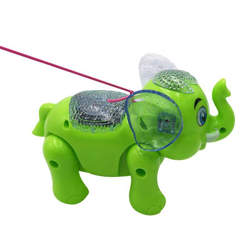 电动牵绳大象 发光带音乐牵绳动物会走路的大象 儿童玩具厂家批发