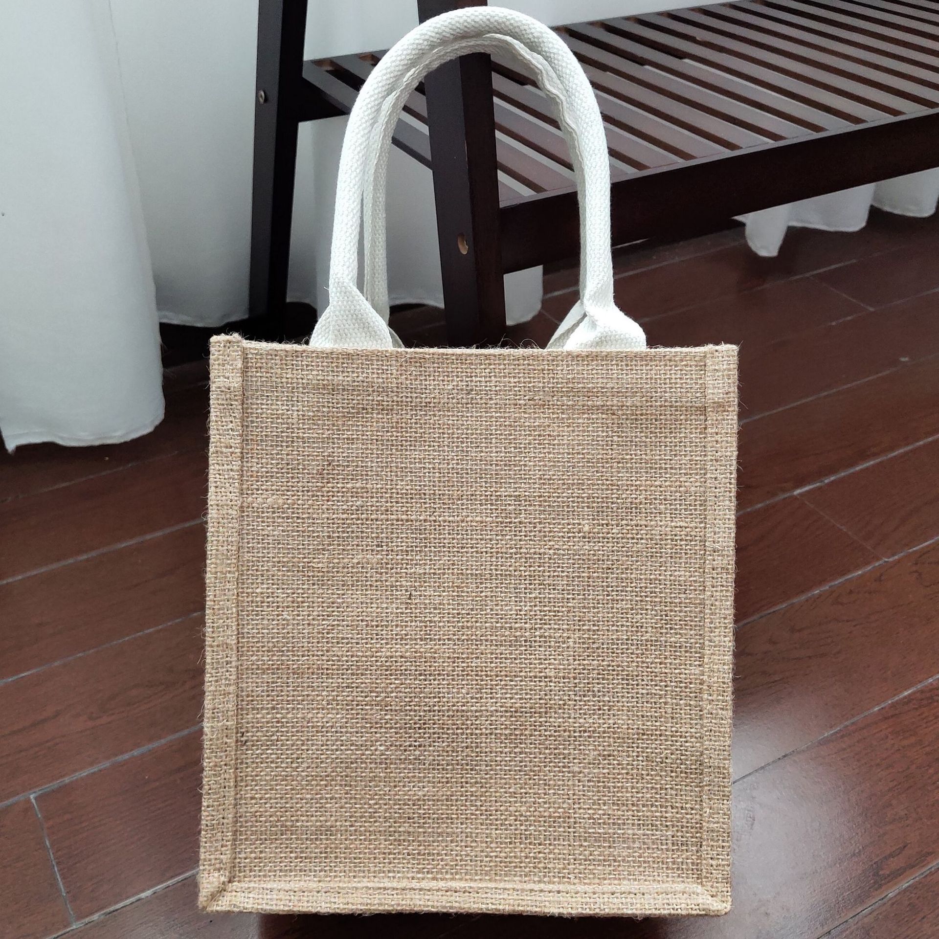 厂家定做手提麻布袋印花里衬女包袋粗麻布包diy黄麻购物袋定制