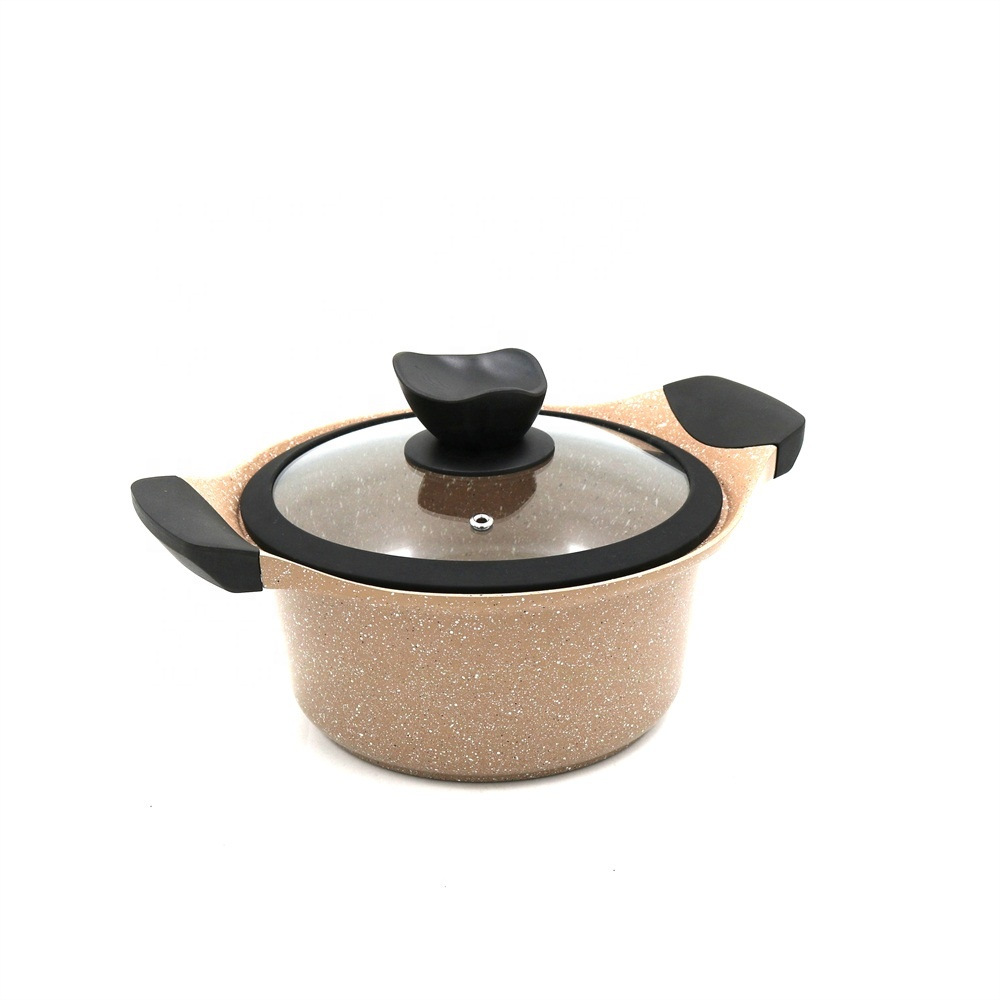 日式双耳汤锅家用加厚大容量麦饭石不粘锅熬粥煲汤通用煮锅炖锅