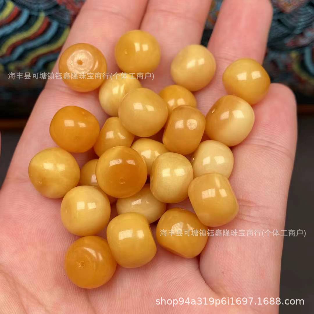 天然蜜蜡回流老蜡小墩子 手链项链吊坠佛珠文玩手工diy百搭配饰