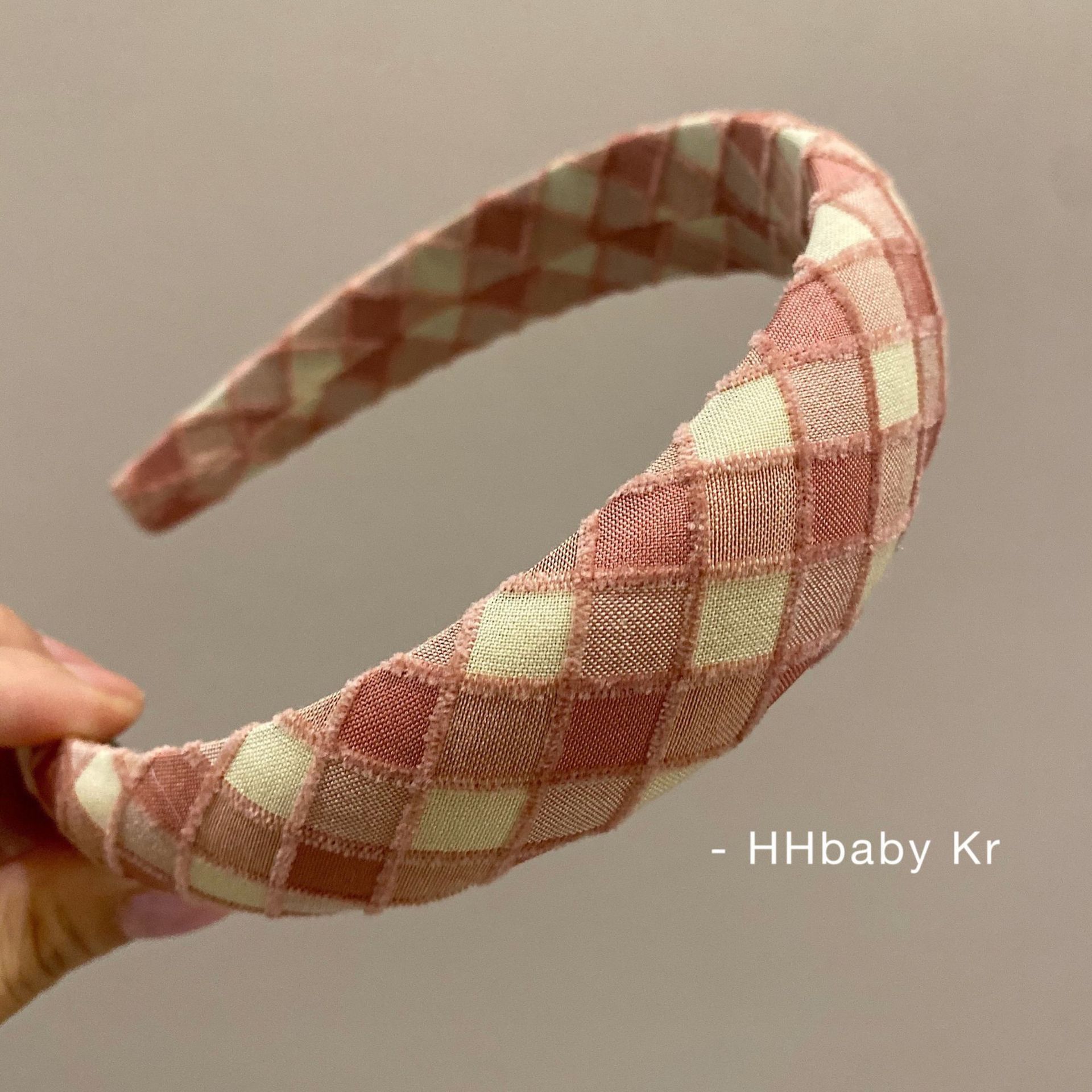 Sweet Cute Girly Style Literary Headband Hair Accessories Korean New Color Geometric Plaid Fabric Hairband Decoration