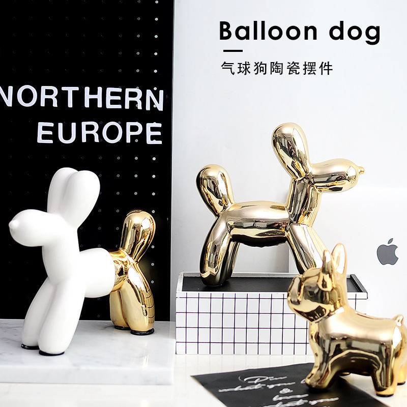 electroplating balloon dog ceramic ornaments bulldog home modern desktop wine cabinet decoration animal gift handicraft