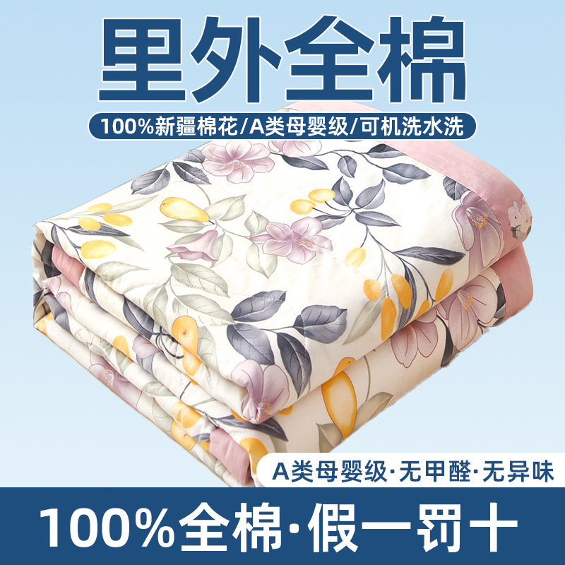 Class a Maternal and Child Grade Pure Cotton Summer Blanket Airable Cover Machine Washable Pure Cotton Summer Quilt Single Double Summer Thin Duvet
