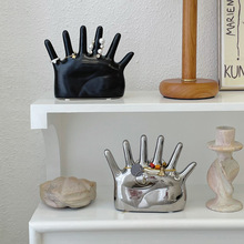 新中式陶瓷摆件六手指手掌首饰架小众奇趣装饰道具戒指饰品收纳品