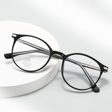 新款防蓝光平光镜无度数TR90眼镜框圆框平面镜无度数厂家批发8304