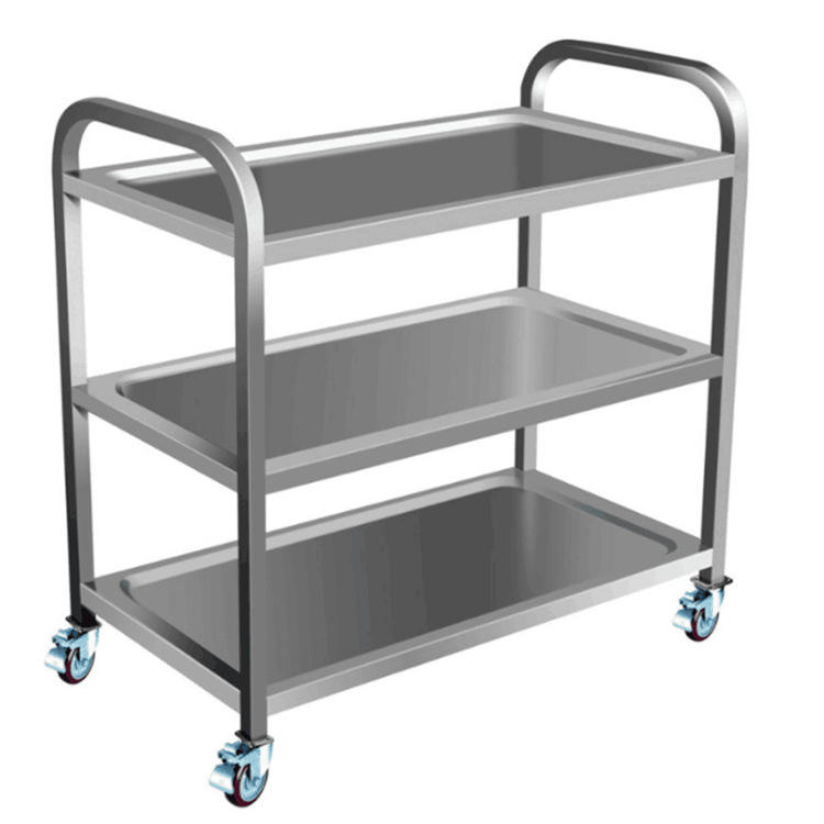 定制不锈钢双层手推车餐车酒店火锅店手推车双层餐厅送餐车收碗车