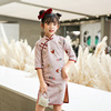 girl cheongsam Retro Chinese style spring and autumn Long sleeve 2021 new pattern Little Girl Improvement children Children's clothing Dress