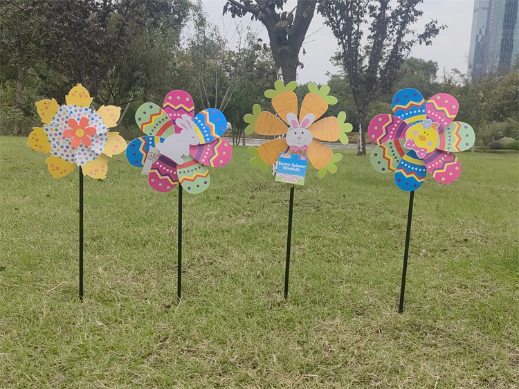 New Easter Modeling Craft Windmill Outdoor Activity Decoration Rabbit Chick Pinwheel Factory Direct Sales