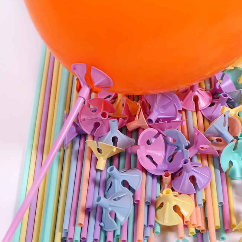 气球托杆子支架棒马卡龙色塑料手持棒气球杆房间场景布置拖杆儿童