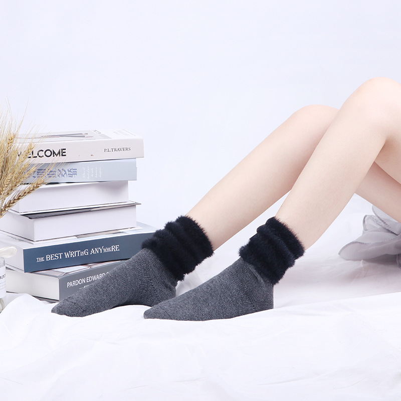 internet celebrity wool socks flanging women‘s pile socks tiktok solid color mid-calf length socks floor socks women‘s socks woolen socks wholesale