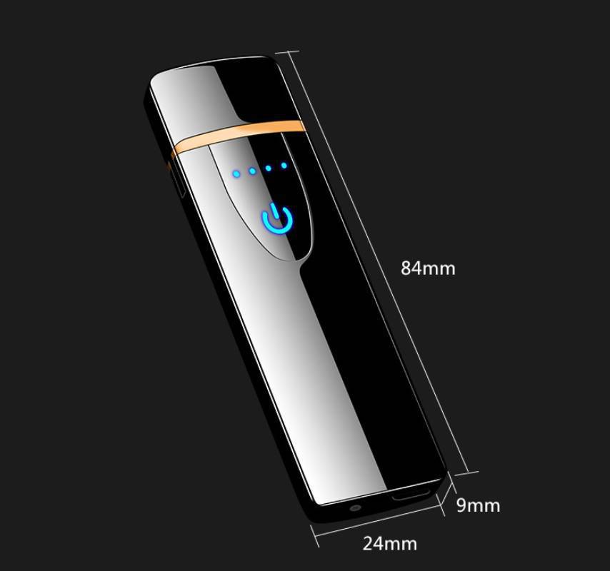Factory Straight Hair New Metal TikTok Touch Sensor Cigarette Lighter Small USB Charging Gift Box Lighter