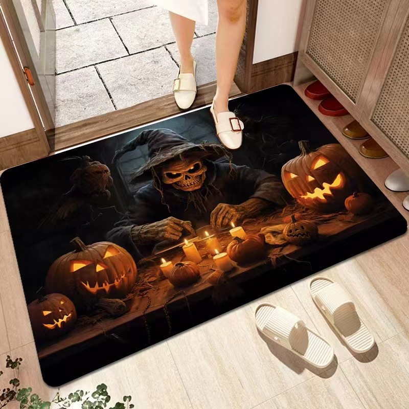 amazon new halloween floor mat funny ghost face door mat horror cross-border hallway bathroom non-slip carpet